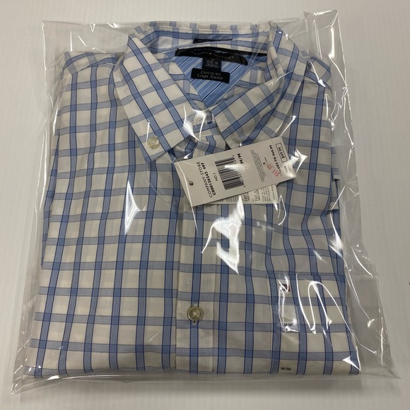 NWT Tommy Hilfiger Custom Fit Medium 15.5-16 Buttondown Shirt Blue & White Check - Picture 5 of 6